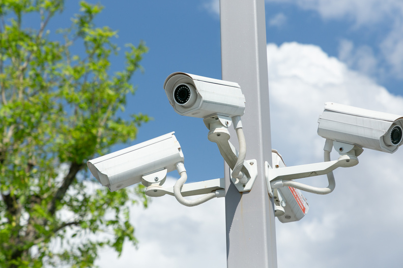 CCTV security camera surveillance system outdoor public.